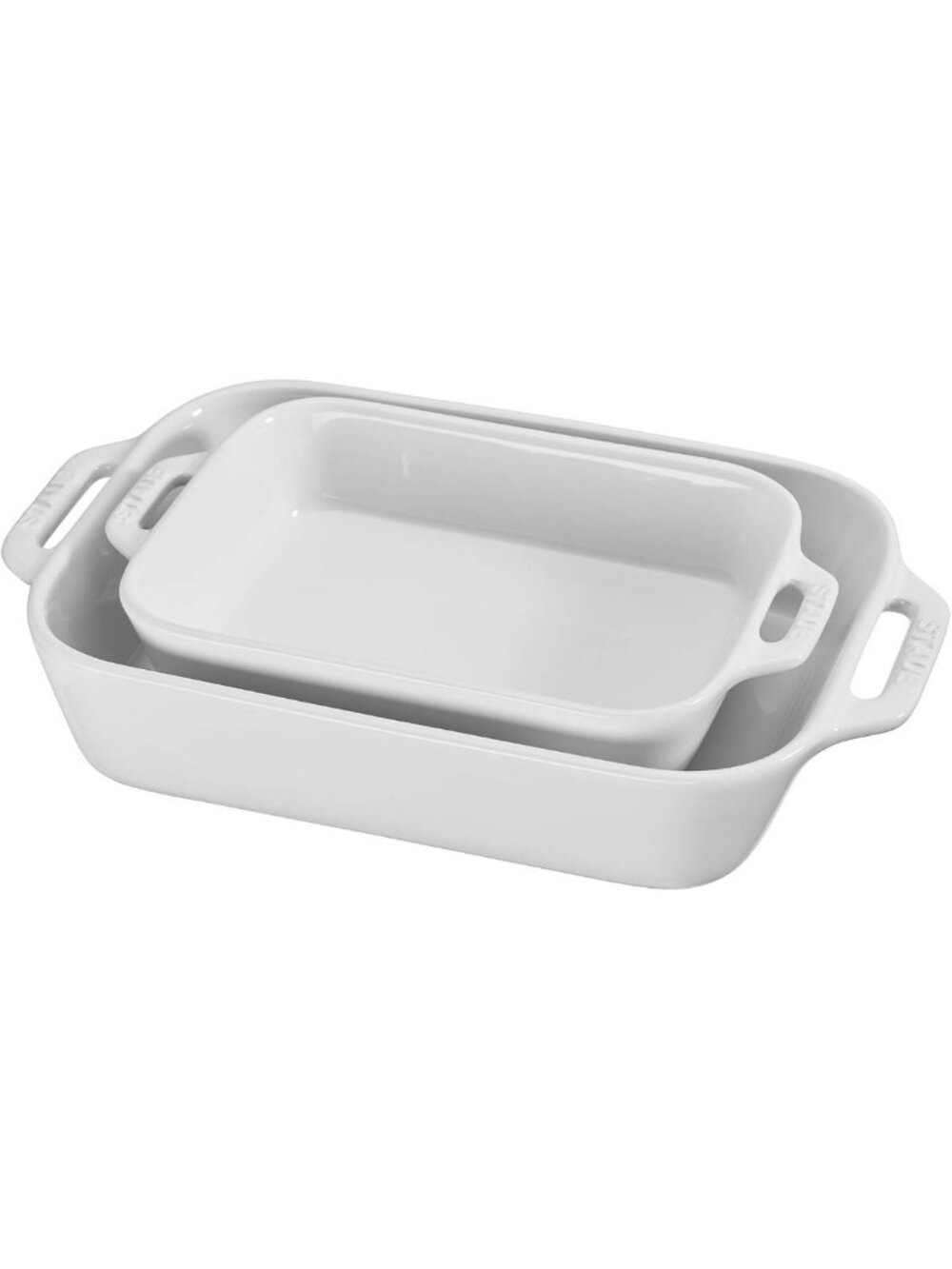 White Ceramic Baking Dish Set - 2 Piece Rectangular Cookware for Oven & Kitchen